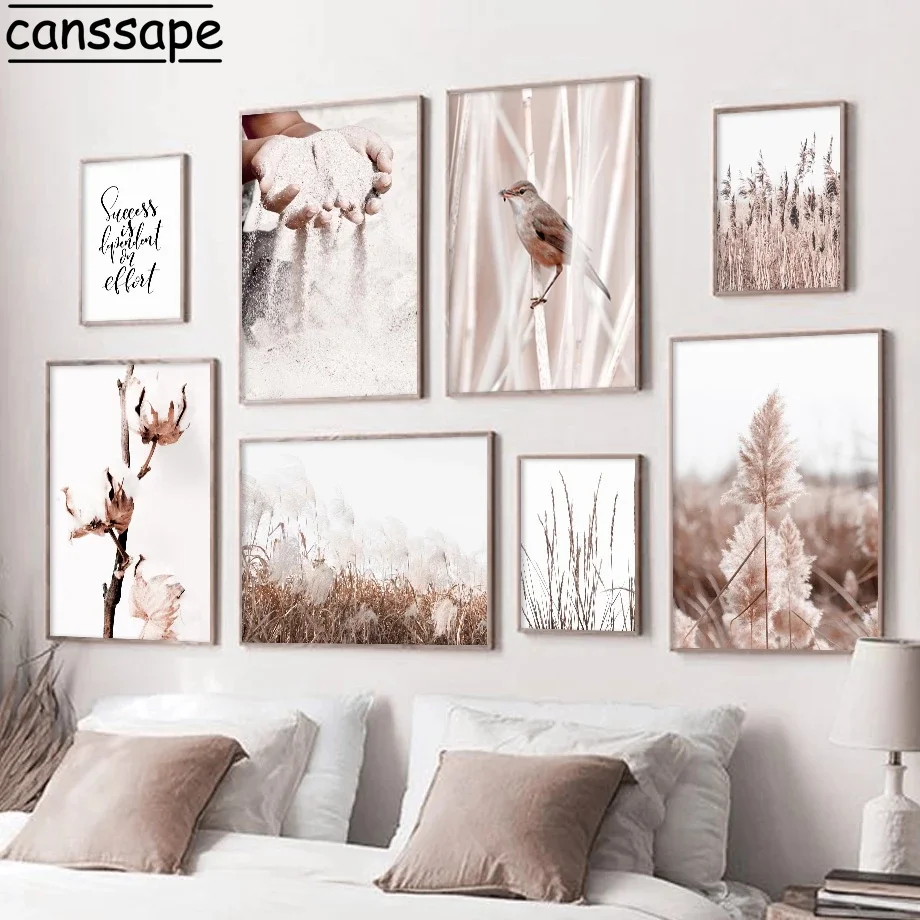 

Bird Wall Art Poster Hand Sand Painting Quote Print Reed Canvas Posters Dead Leaves Art Prints Cotton Wall Pictures Home Decor