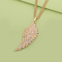 angel wings pendant necklaces for women 2021 fashion women jewelry rose gold long layered sweater chain necklaces pendants