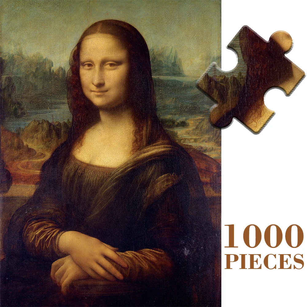 MaxRenard 50*70cm Jigsaw Puzzles 1000 Pieces Paper Assembling Painting Da Vinci Mona Lisa Art Puzzles Toys for Adults Kids Games