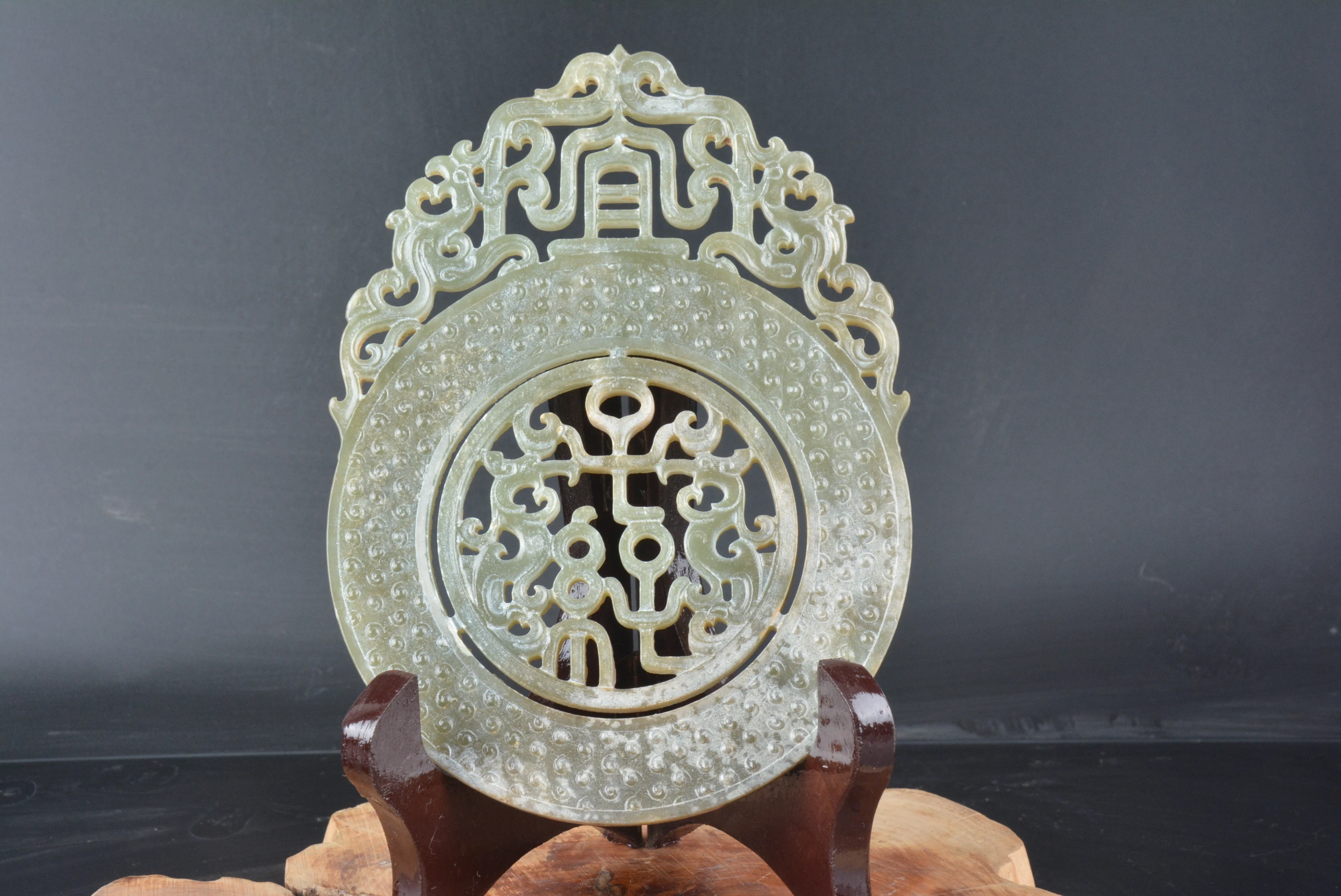 

Rare Old QingDynasty HeTian Jade BI,Phoenix,hand carving crafts,best collection&adornment,free shipping
