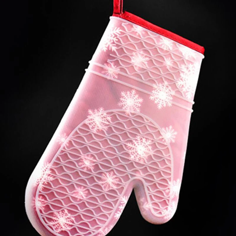 

Christmas Silicone Cloth Gloves Microwave Non-slip Printing Gloves Insulated Gloves Kitchen Oven Baking Tools Kitchen Gloves