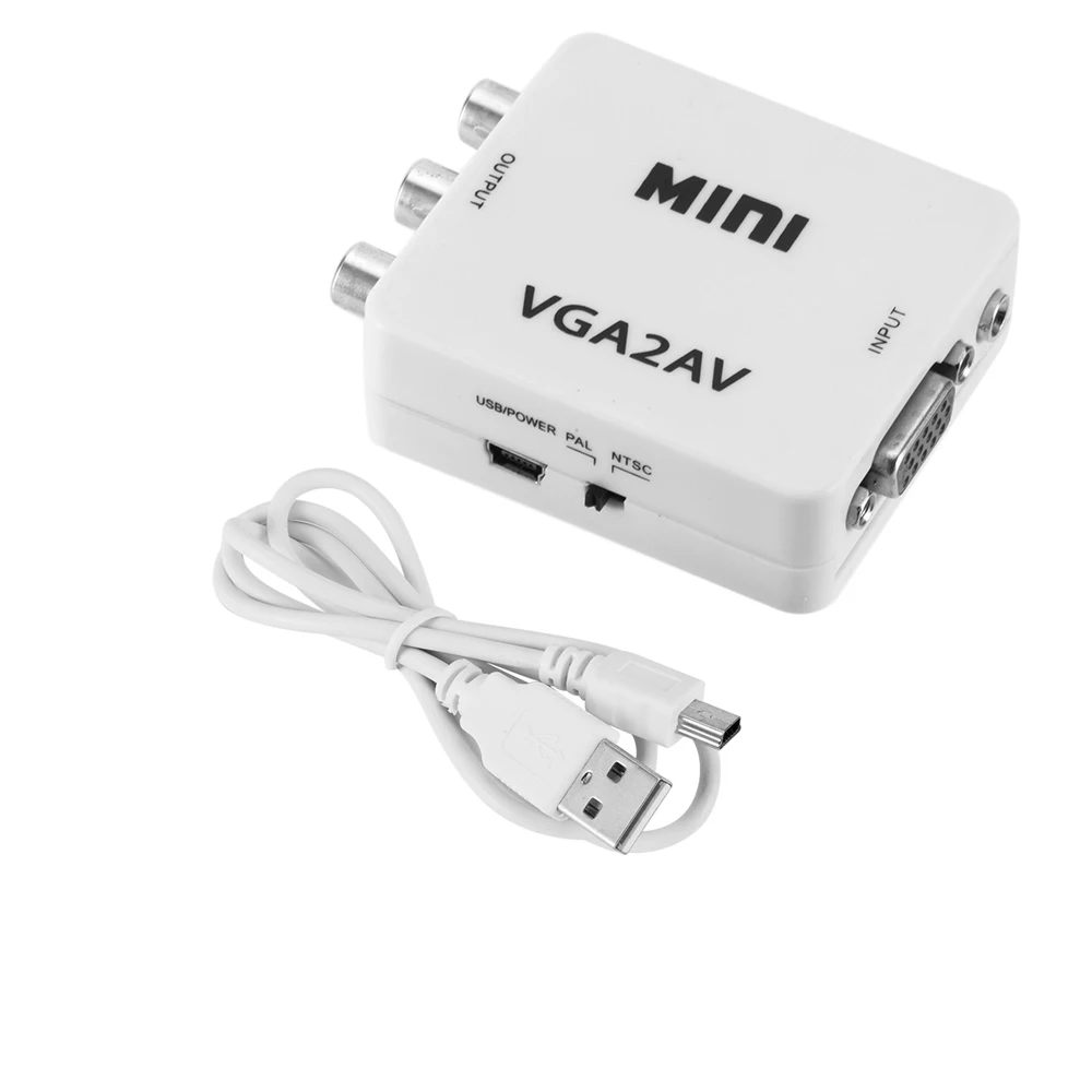 Преобразователь kebidu Mini VGA-AV RCA + 3 5 мм аудио VGA2AV/CVBS адаптер для ПК к телевизору HD