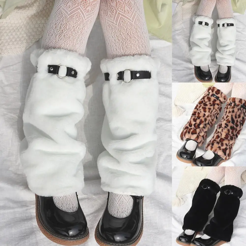 

Adult Popular Thick Solid Color Plush Leg Warmers Lady Winter Leg Warmers Leopard for Office