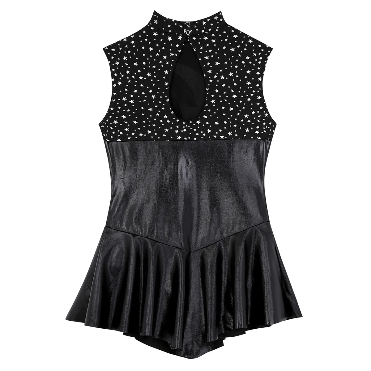 Женское блестящее платье без рукавов с высокой горловиной балетные