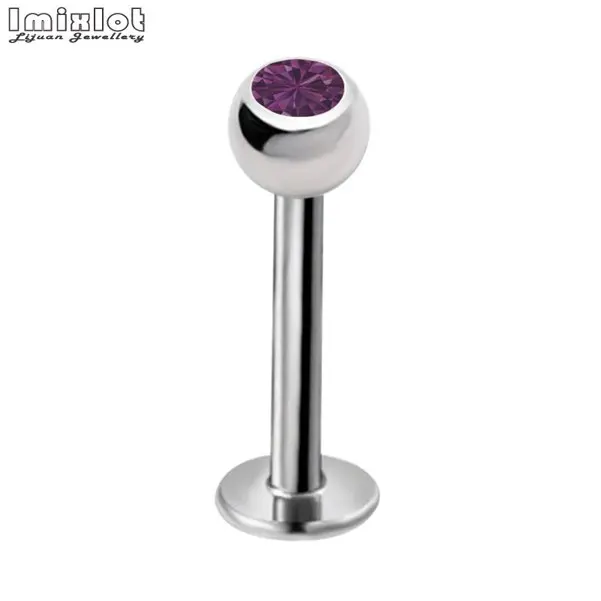 Dark Purple Imixlot 10 шт./лот хрустальный шар Лабрет кольцо губы пирсинг для хрящевой части уха губы серьги пирсинг Ombligo уха пирсинг ювелирные изделия для тела - Окраска металла: Dark Purple
