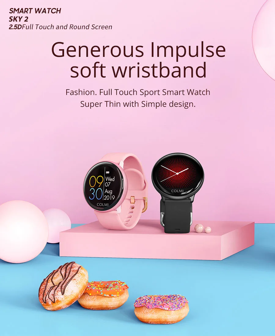 COLMI SKY2 Smart Watch IP68 Waterproof Fitness Activity Tracker Heart Rate Monitor Bluetooth Brim Sport Men Women Smart Clock