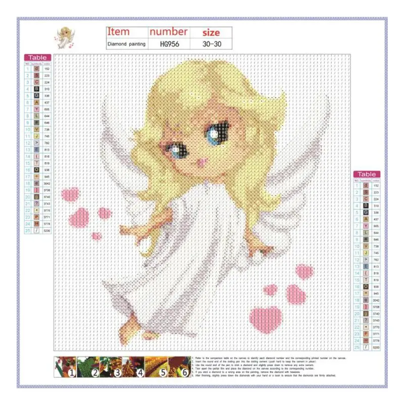 

4 Pack Little Angel 5D DIY Diamond Painting Kit Full Drill Rhinestone Embroidery