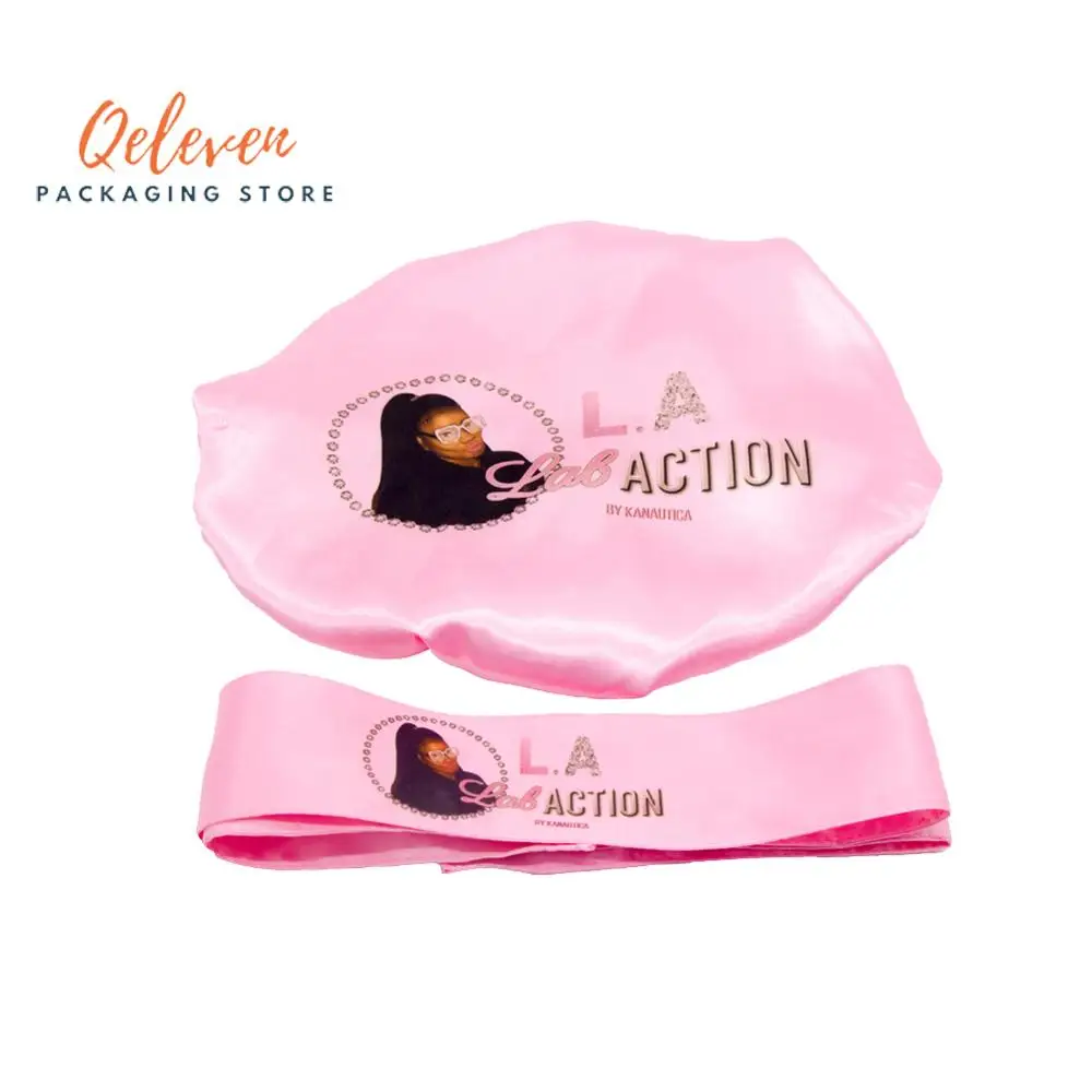 Индивидуальные печати логотипа bonnets 2 слоя полиэстер атласный Женский