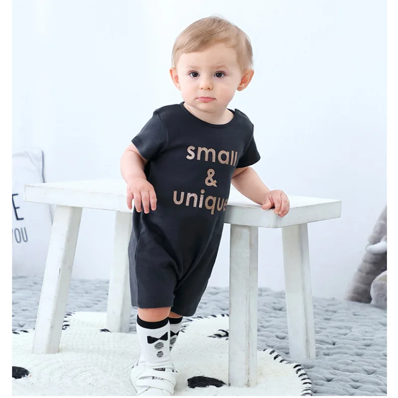 

Summer New 3-24M Baby Boys Thin Casual Short Sleeve One-piece Clothes Infant Printing Letters Pure Cotton Soft Round Neck Romper