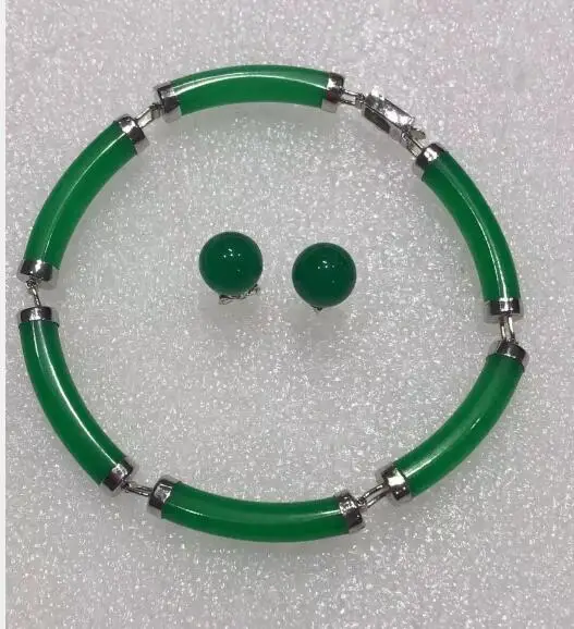 

Free Shipping Wholesale Price Green Jade Jewelry Bracelets Stud Earrings --No box