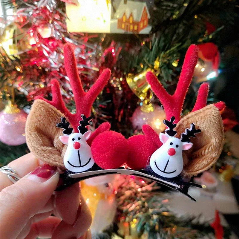 

Заколки для волос в виде оленей, рождественские аксессуары для волос