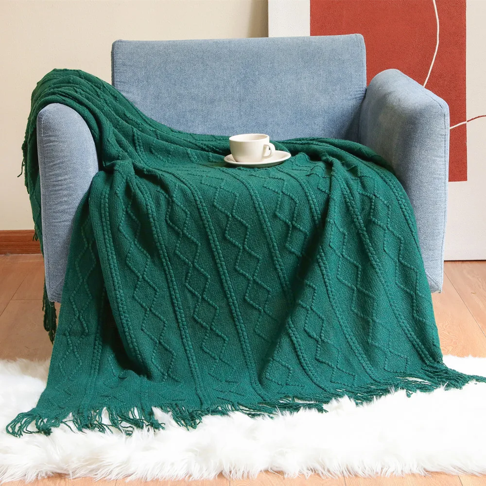 

Knitted Sofa Cover Blanket Nordic Office Summer Air Conditioning Bed End Blanket Napping Car Keep Warm Decorative