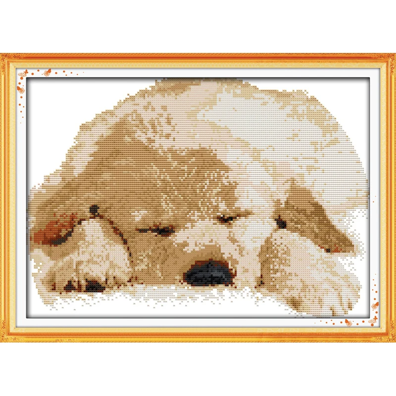 

Everlasting Love The Sleeping Baby Dog Chinese Cross Stitch Kits Ecological Cotton Stamped DIY Gift Wedding Decoration For Home