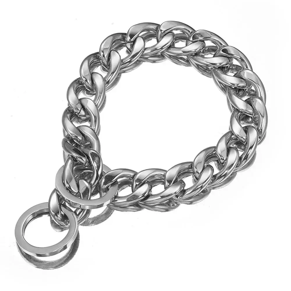 

13/15MM Strong Silver Color 316L Stainless Steel NK Cuban Curn Link Chain Dog Collar Luxury Training Collar Choker Necklace