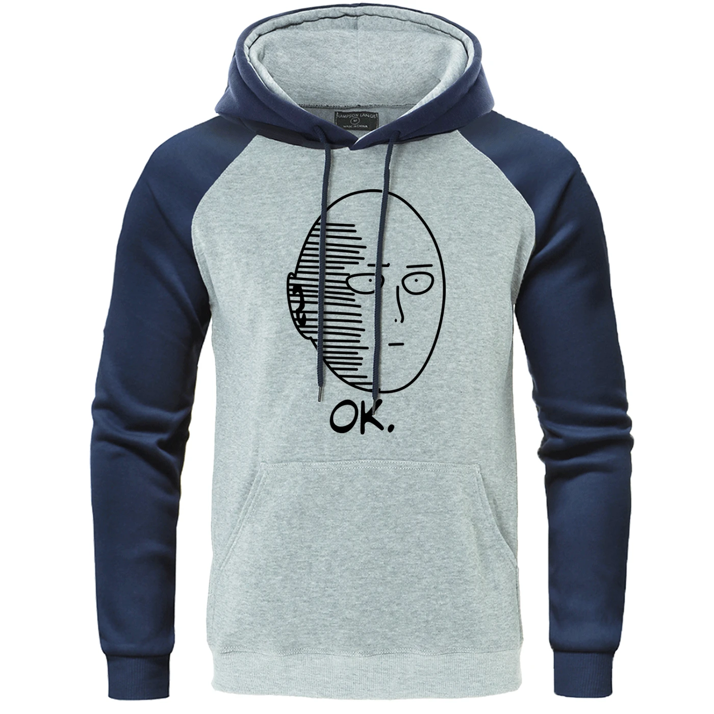 Осенняя толстовка с капюшоном реглан One Punch Man Харадзюку Сайтама Мужская Флисовая