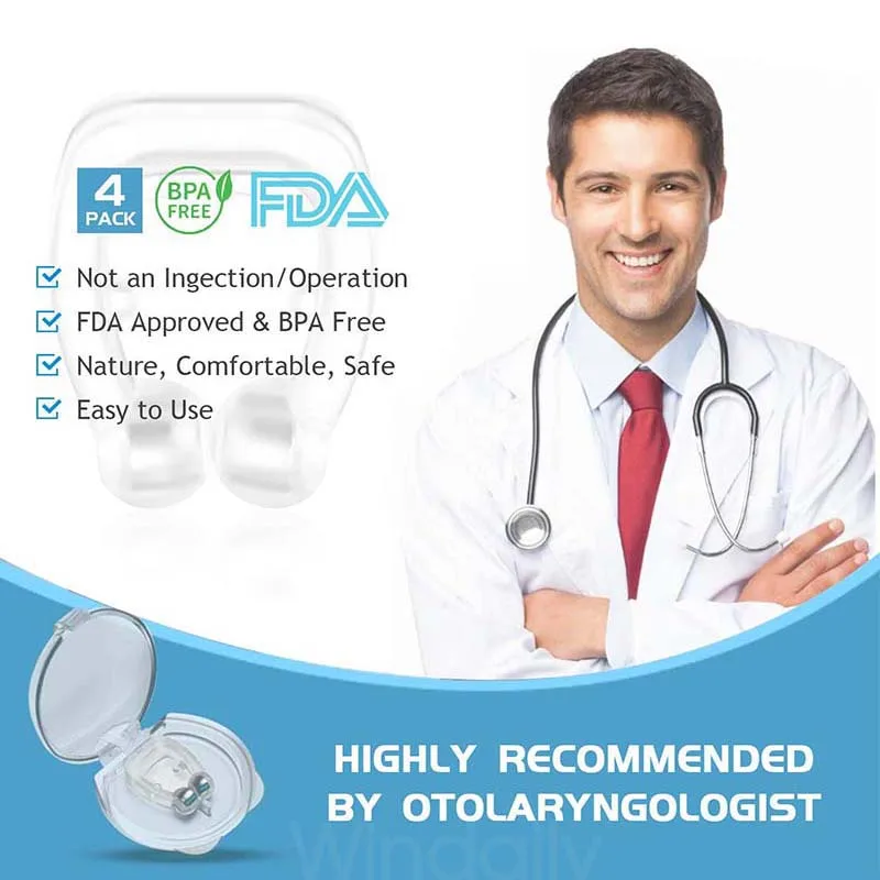 4Pcs магнетический анти храп зажим для носа от храпа многоразовые силиконовые