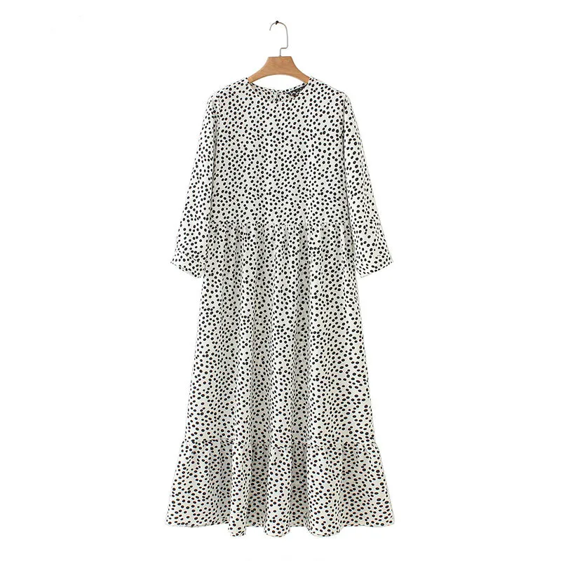 

2020 European and American new style dresses hot style polka dot all-match spring and summer three-quarter sleeve dress