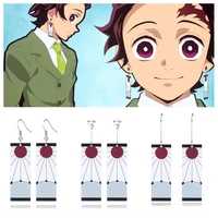 anime demon slayer kimetsu no yaiba tanjirou kamado acrylic earrings cosplay props drop earrings jewelry cosplay accessores