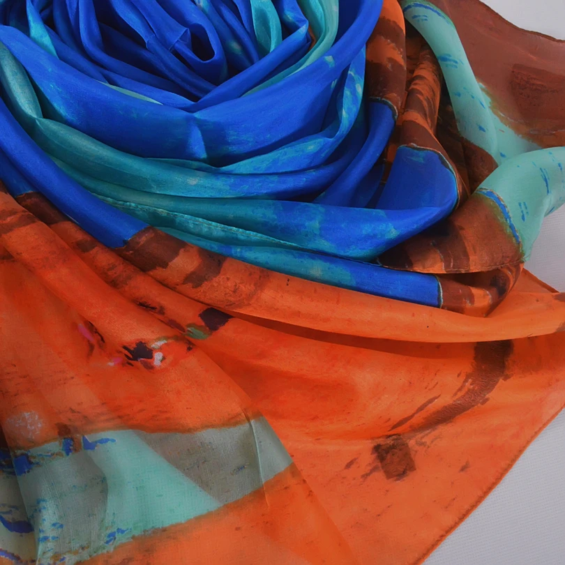 [BYSIFA] зимний темно-синий женский шелковый шарф шаль дизайн Apple женские длинные