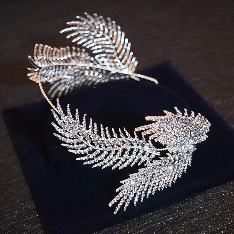 Серебряная большая корона с узором из листьев, свадебные украшения для волос, винтажная диадема, аксессуары для свадебного платья, женские Украшения для волос