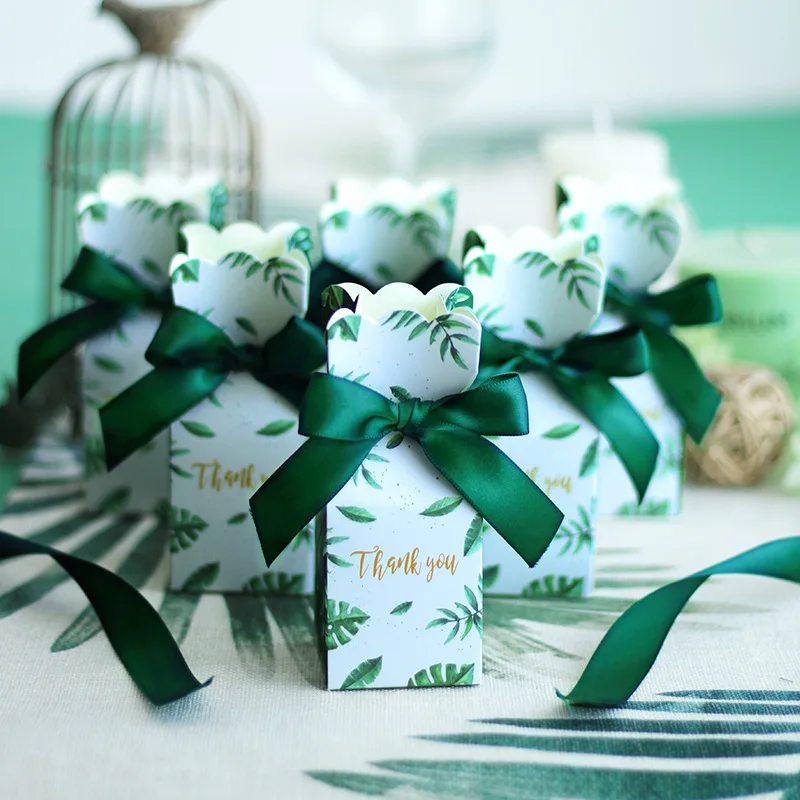 

Зеленые бумажные коробки для конфет, подарочный пакет, Свадебная подарочная коробка, сувениры для будущей матери, День Рождения вечерние ро...