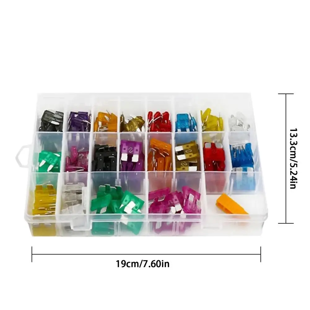 

120pcs Car Fuse 2A 3A 5A 7.5A 10A 15A 20A 25A 30A 35A Amp Fireproof Blade Fuse Assortment Set With Plastic Box