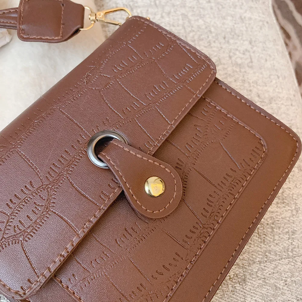 

Retro Stone Pattern Messenger Bags Women Solid PU Shoulder Woven Strap Female Shoulder Bags Fashion Ladies Crossbody Bags