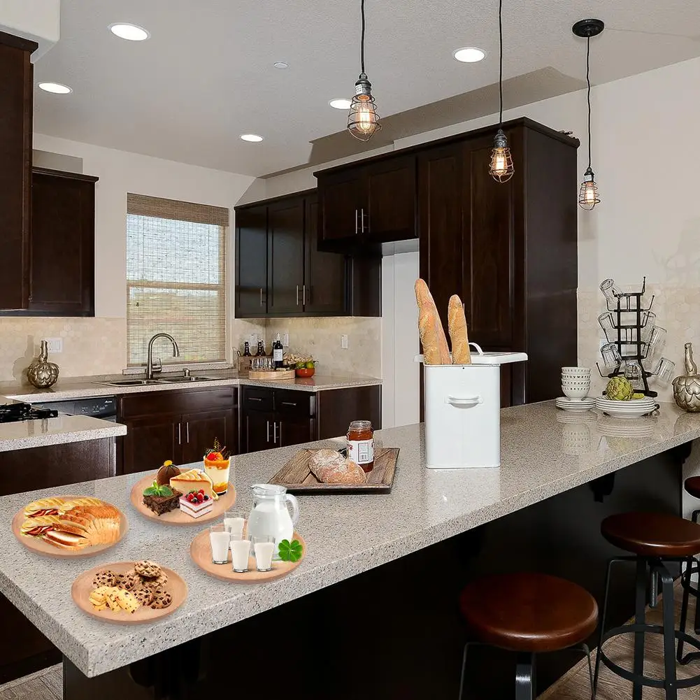 Круглая тарелка из цельного дерева сервировочный поднос для закусок фруктов