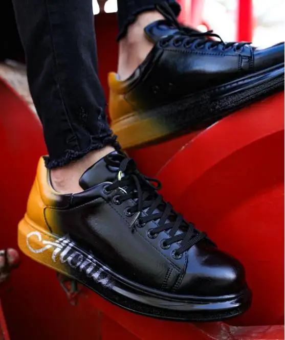 

Men's Pu Leather Low Heel Lace-up Sports Shoes Male Casual Fashion Newest Classic Sneakers Shoes for Gentmen KA302