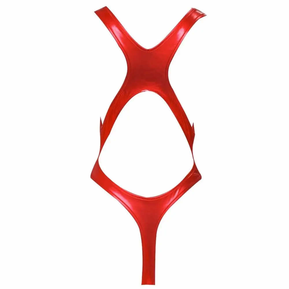 Женский купальник костюм-кошка трико кожаный нижнее белье стринги Блестящий