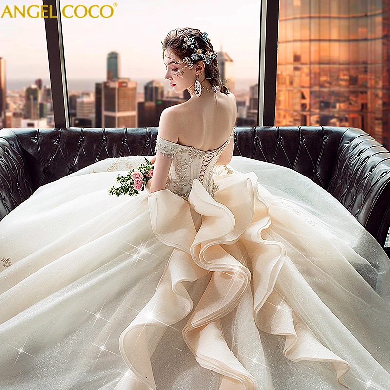 Дубай Королевский Свадебный платья Vestido De Noiva свадебное платье класса люкс роскошное бальное платье Арабский мусульманский халат De Mariee