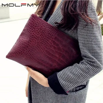 Women Crocodile Pattern Day Clutch Bag PU Leather Women Clutches Ladies Hand Bags Envelope Bag Luxury Party Evening Bags Bolsa 1