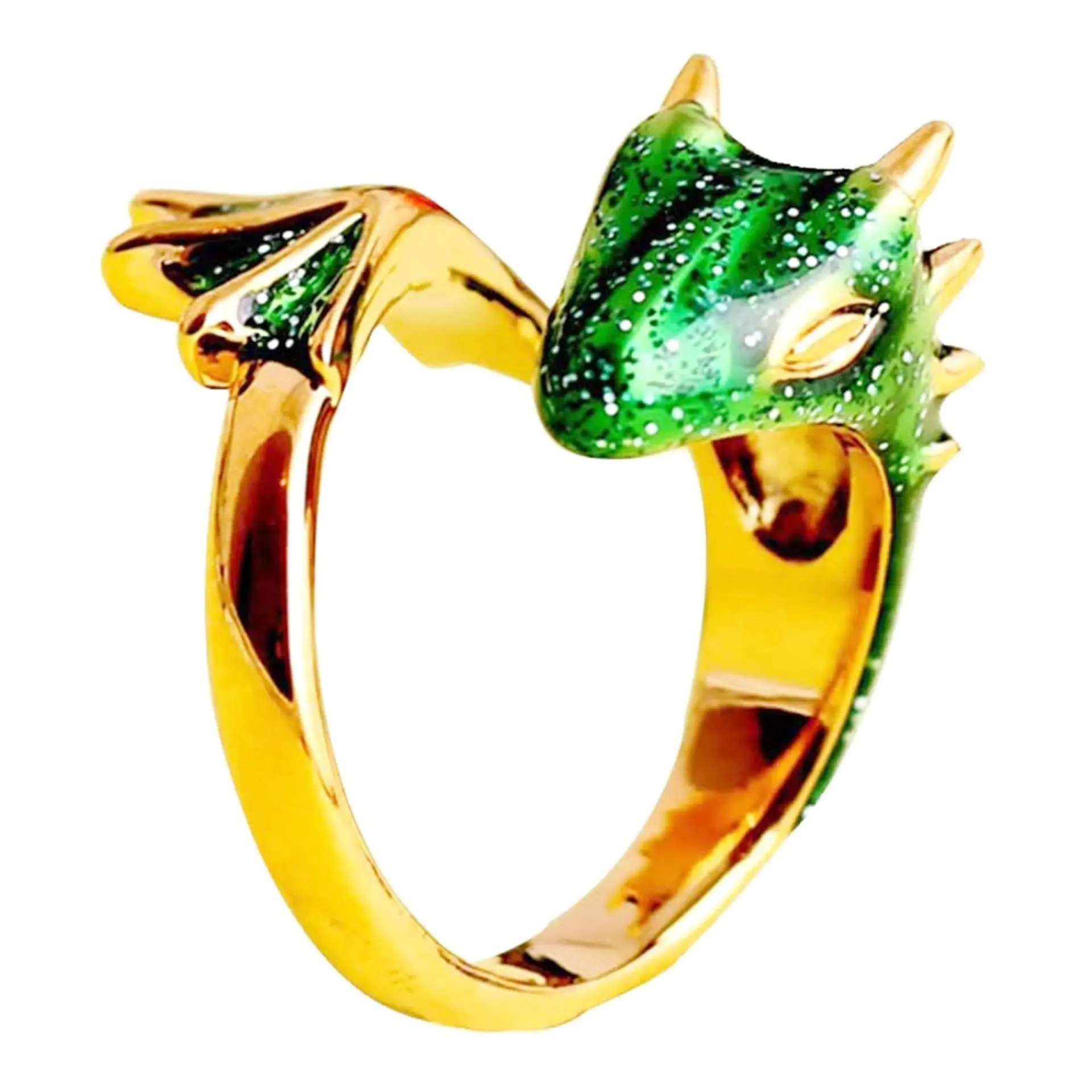 

Goth Red Green Pink Blue Enamel Dragon Dinosaur Open Rings For Women Animal Cool Rings For Teenage Egirl Luxury Designer Jewelry