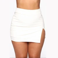 Skirts Womens 2021 Summer Skirts Front Split Package Hips  Mini Skirt Retro Women High Waist Short A Line Skirts Faldas 1