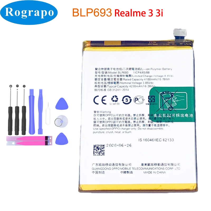 

New Original 4230mAh BLP693 Battery For OPPO Realme 3 3i RMX1825 RMX1821 RMX1827 Mobile Phone