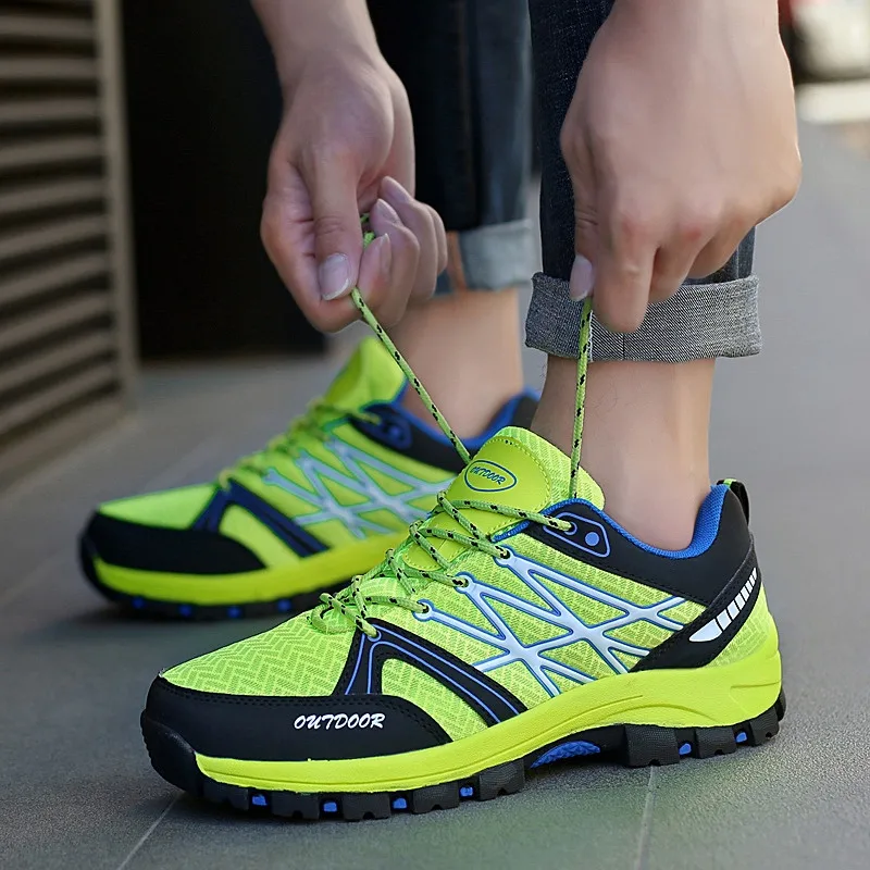 Green Non Slip Men Trekking Shoes Breathable Comfort Hiking Mountain Sneakers For Men Outdoor Sports Shoes Men zapatos hombre