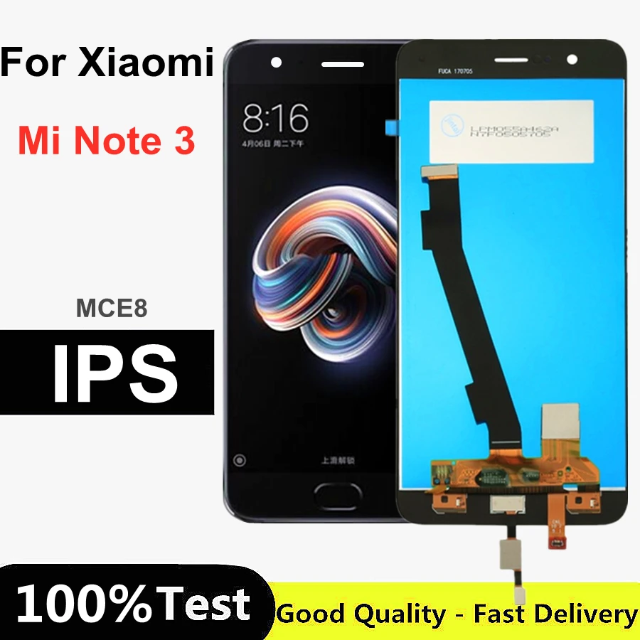 

100% протестированный 5,5 "дисплей MCE8 для Xiaomi Mi Note 3, ЖК-дисплей с сенсорным экраном и дигитайзером отпечатков пальцев в сборе для mi note3, ЖК-экран