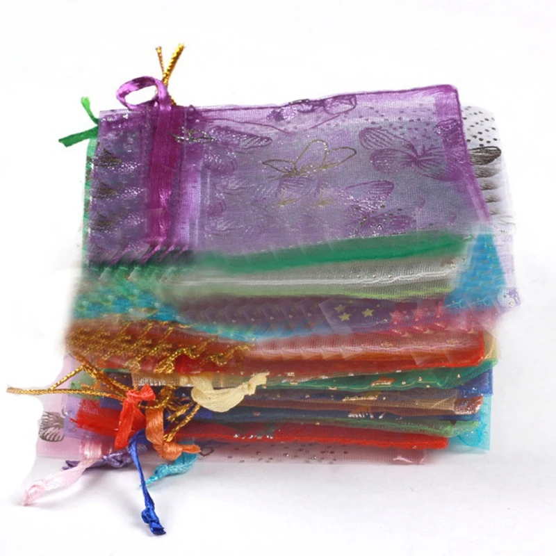

-100Pcs Gauze Bag Color 13X18cm Special Design Organza Package Wedding Promotion Gifts Bag Candy Jewelry Package