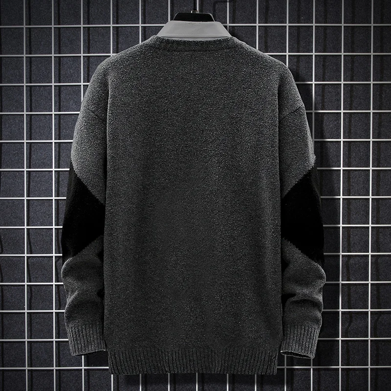 

Single Road Mens Knitted Sweater Men 2020 Winter Patchwork Sweaters Pullover Jumper Harajuku Korean Oversized Khaki Sweater Men