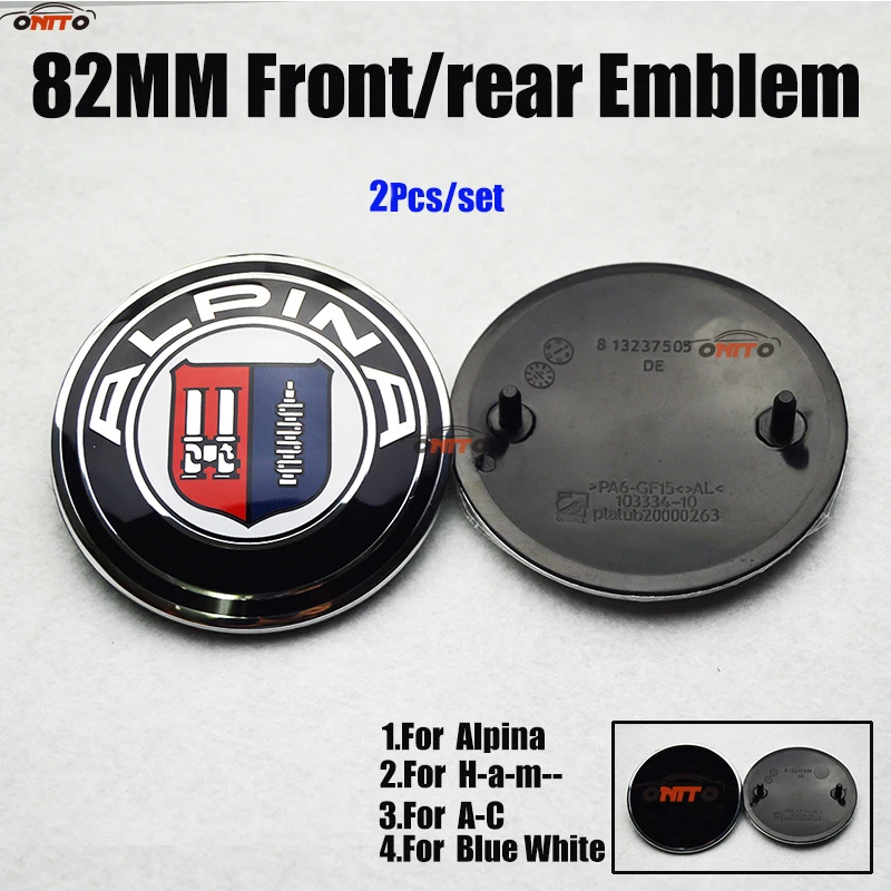 

Car Decoration 2PCS/SET abs Auto Emblem 82MM 8.2CM Front Hood Emblem Badge Covers Front Trunk For F10 F20 F30 335 328 535 650