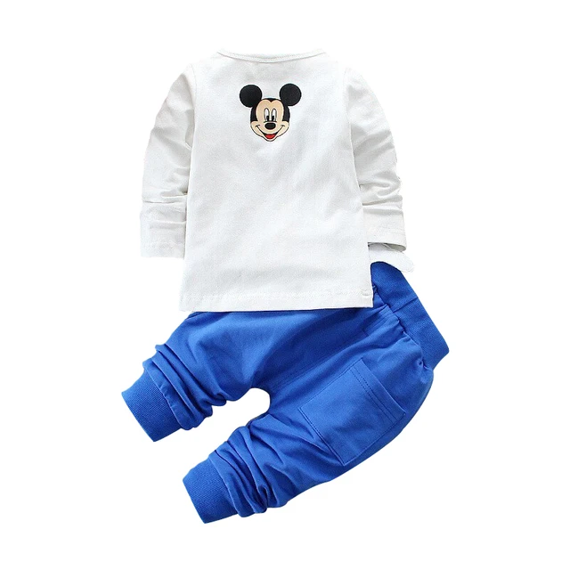 Baby Boys Girls Mickey Mouse Minnie Cartoon Clothing Sets Children Cotton Long Sleeve T-shirt+Pants Suits Infant Kids Clothes 4