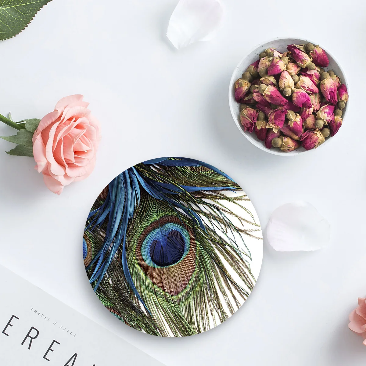 Шикарная креативная подставка перо павлина художественная кофейная чашка