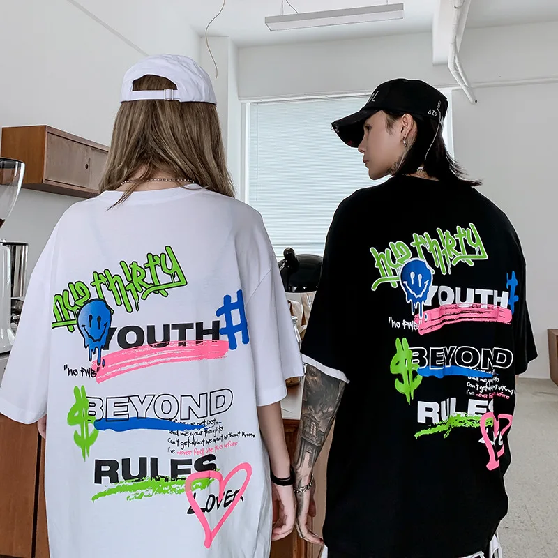 Футболка с буквенным принтом уличная одежда хип-хоп забавная футболка
