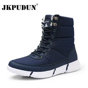 Мужские Водонепроницаемые ботинки с мехом, Зимние очень теплые ботинки унисекс, зимняя повседневная обувь, кроссовки с высоким берцем, резиновые ботильоны