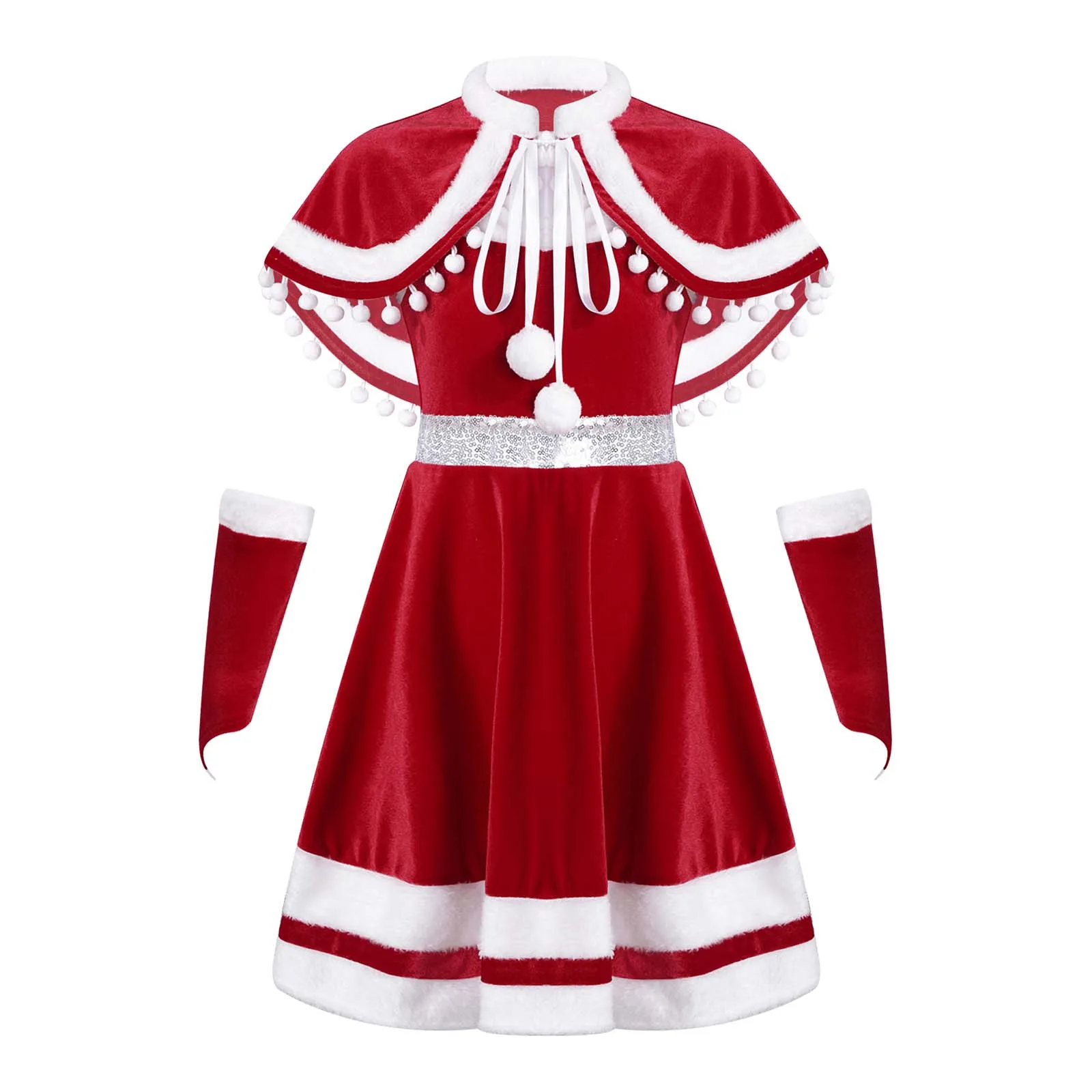 Детский Рождественский костюм для девочек бархатное платье-пачка на бретельках