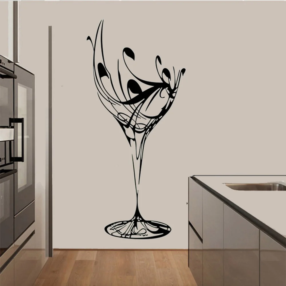 Wine Cup Removable Self-adhesive Wall Sticker Kitchen Dining Room Decal Decor Home Decoration Posters