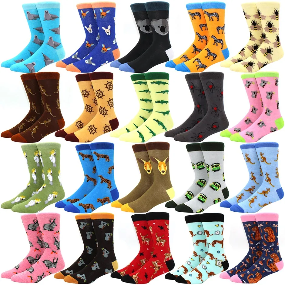 New Autumn Winter Combed Cotton Women Socks Cartoon Cute Funny Happy Kawaii Seal zebra koala Fashion Gifts | Женская одежда