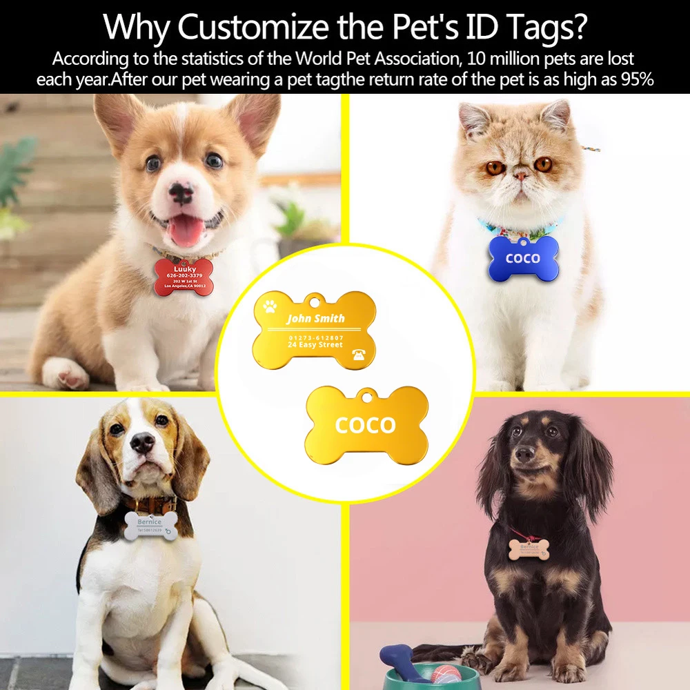 Персонализированная идентификационная бирка для собак ярлыки в форме кота на