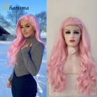 Парик Харизма розовый, длинные волнистые волосы, парик из синтетических кружев спереди, натуральные волосы, свободные кружевные парики для женщин, косплей парик