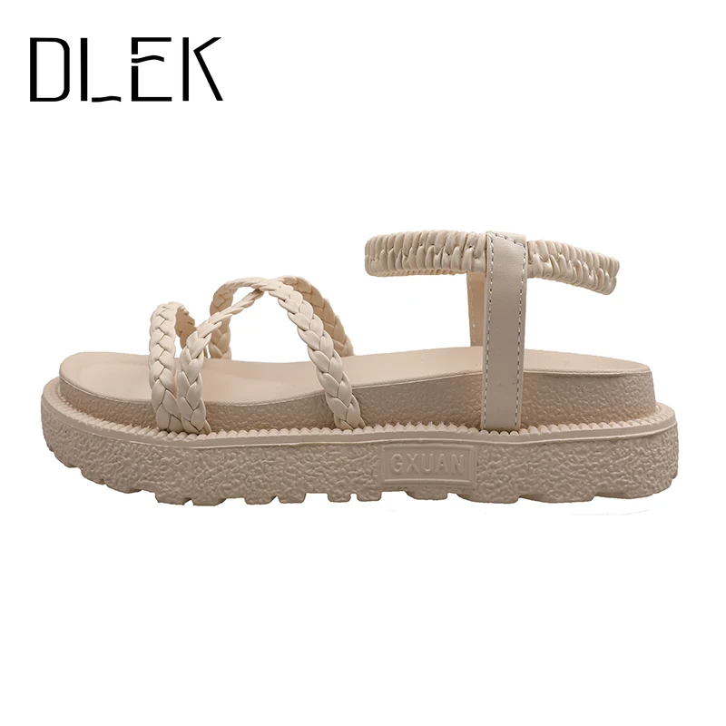 

DLEK Women Summer Sandals Slip on Elastic Band Shallow Comfortable Concise Female Shoes Casual Open Toe Women's Sandal